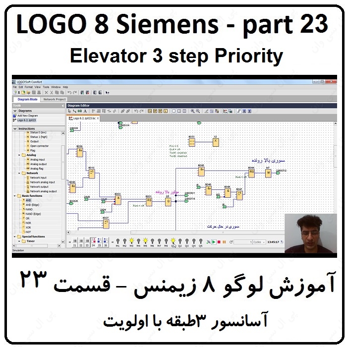 آموزش LOGO 8 SIEMENS لوگو هشت زیمنس ، 23 ، آسانسور 3 طبقه با اولویت