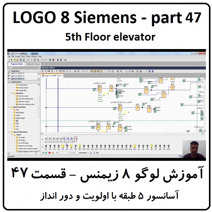آموزش LOGO 8 SIEMENS لوگو هشت زیمنس ، 47 ، آسانسور 5 طبقه با اولویت و دور انداز